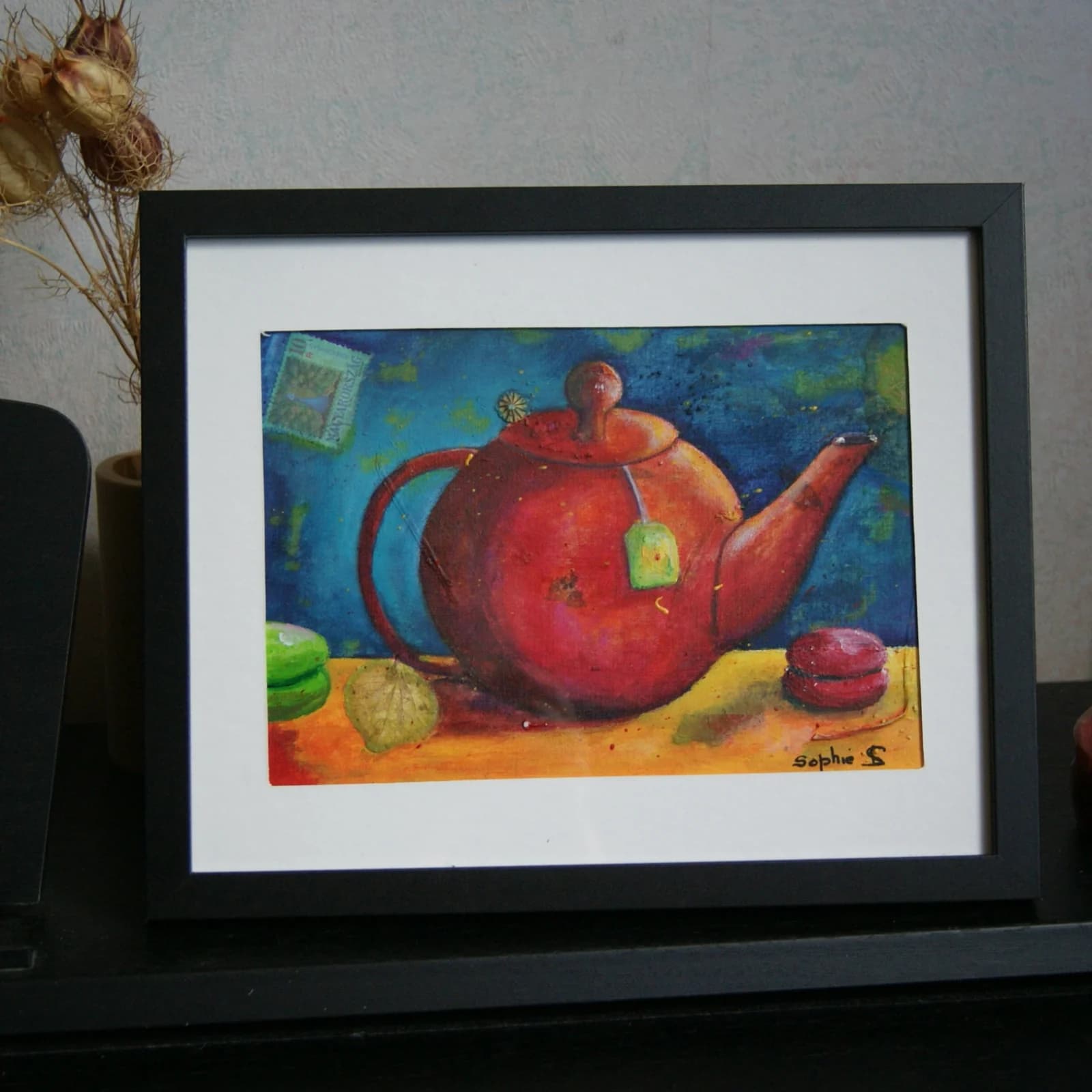 Tableau La théière rouge sous cadre